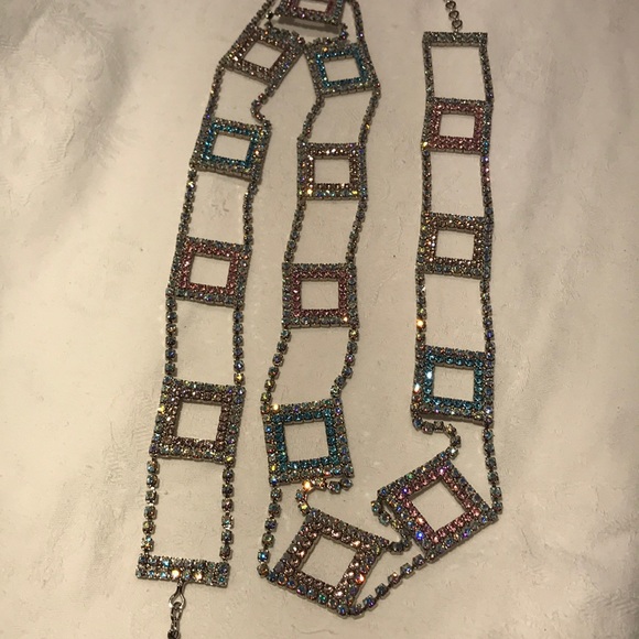 Square Gem chain belt, 38” - Picture 6 of 8